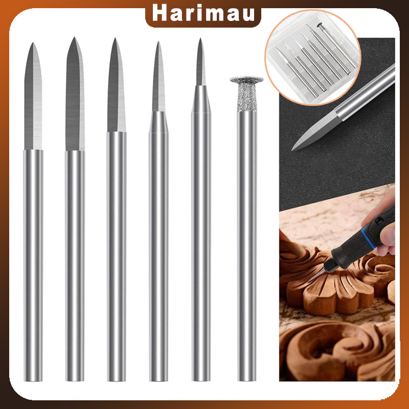 6pcs 2.35/3mm Mata Bor Pahat Kayu Satu Set/Mata Bor Ukir Kayu/untuk Alat Putar, Ukiran, Kerajinan, A