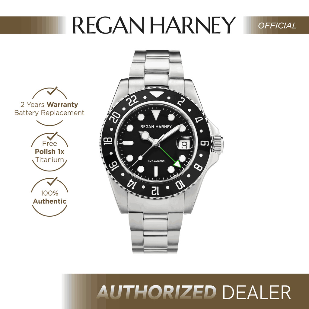 Regan Harney GMT-AVIATOR 03 - Jam Tangan Pria Original, Sporty, 100% Steel, Modis & Mewah