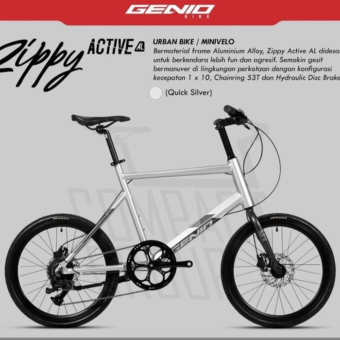 Sepeda Minivelo Genio Zippy Active AL 10 speed Rem Hidrolik (20 Inch)