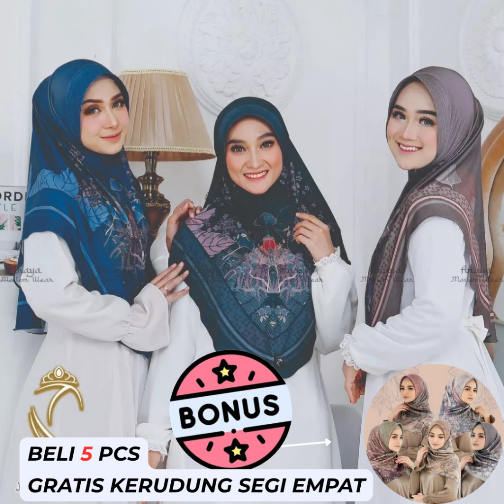 Hijab instan bahan Jersey bergo motif terbaru paling laris Hijab Bergo Motif Printing Premium Jilbab