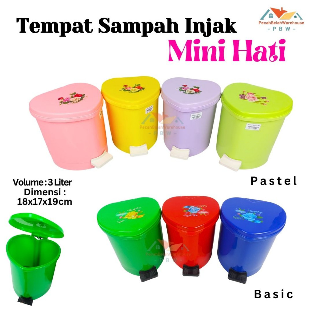 Tempat Sampah Mini 3L / Tempat Sampah Injak Mini Hati / Tempat sampah Mobil / Tempat Sampah Mini