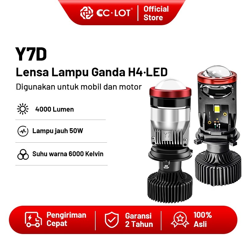 CCLOT Y7D  Lampu LED Mobil dan Motor H4 Mini Proyektor PROJIE Y7 Super Terang 50W/Dengan Kipas / Lam