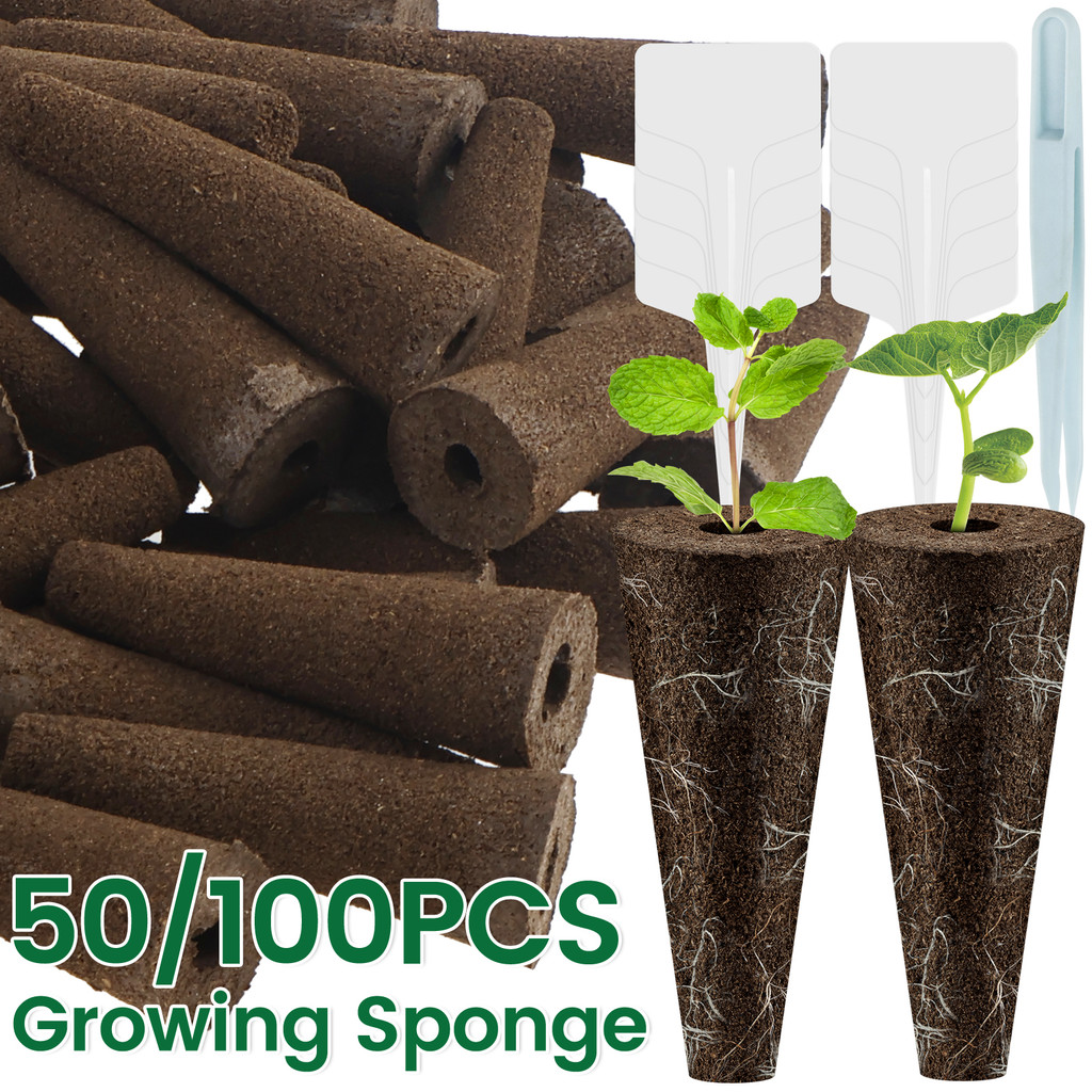 50/100Pcs Grow Sponges Hydroponics Seed Starter Sponges Kit Professional Sponge Water Absorbent Grow
