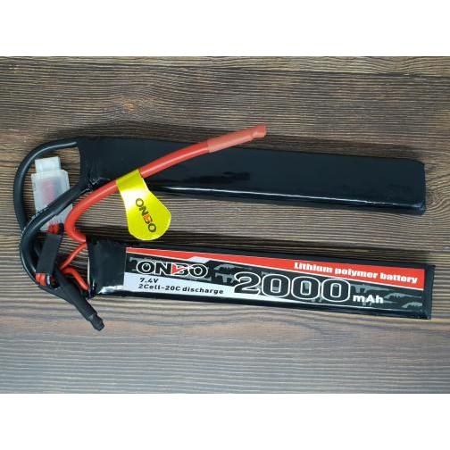 Lipo 2s Sugus 7.4v 2000mAh 20-40c 2packs Onbo Power untuk Airsoft SpartAuto