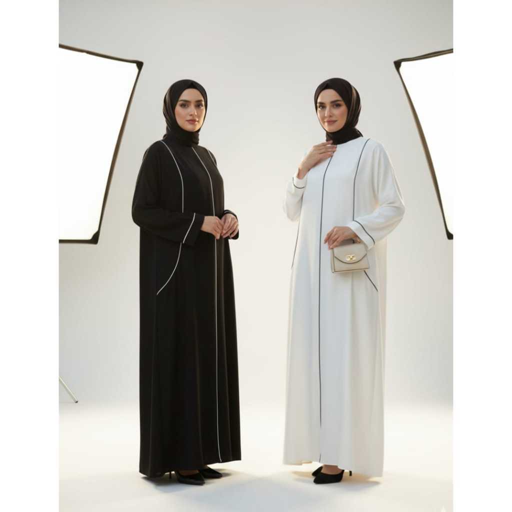 ezstoree gamis abaya remaja aesthetic abaya arab hitam list busui bahan rayon twill kwalitas terjami