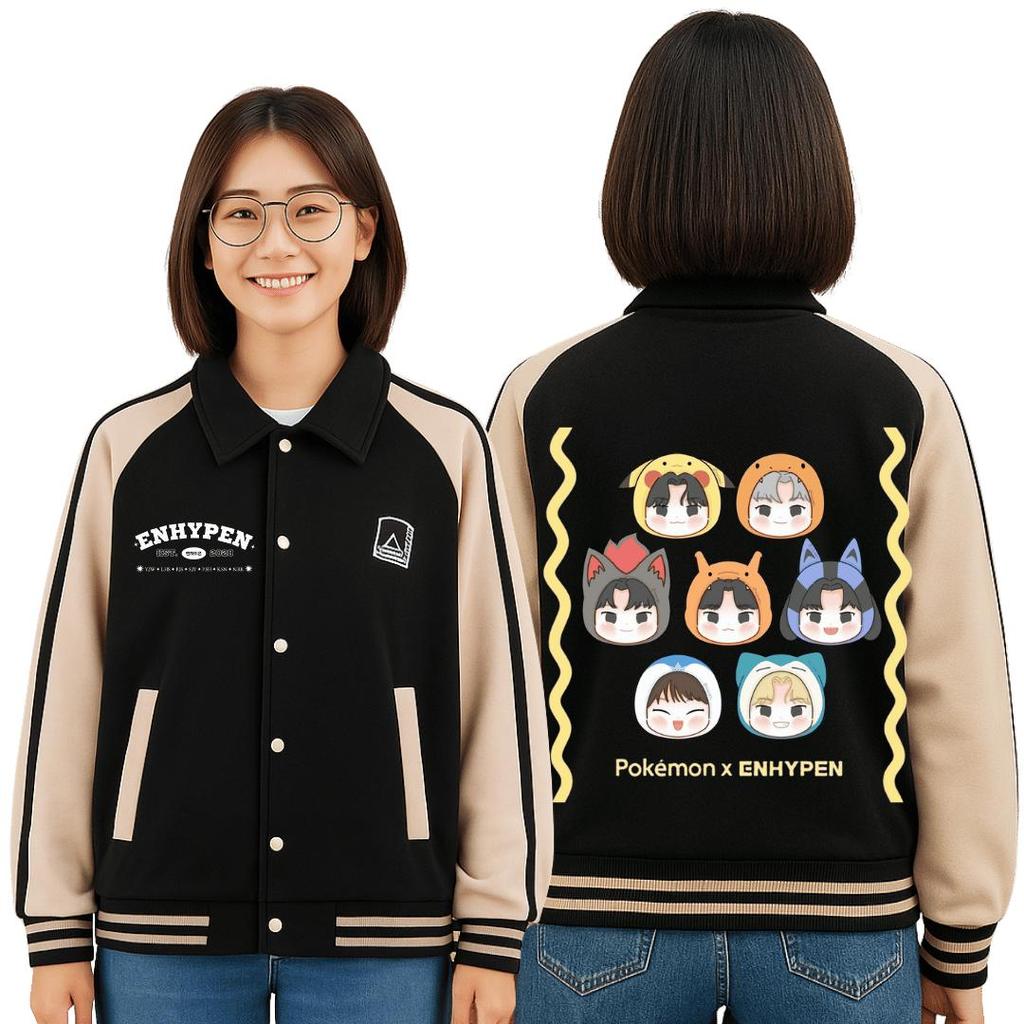 Jaket chibi enhypen Exslusive Di Kpop addict Promo new arrival JAKET BASEBALL ENHYPEN