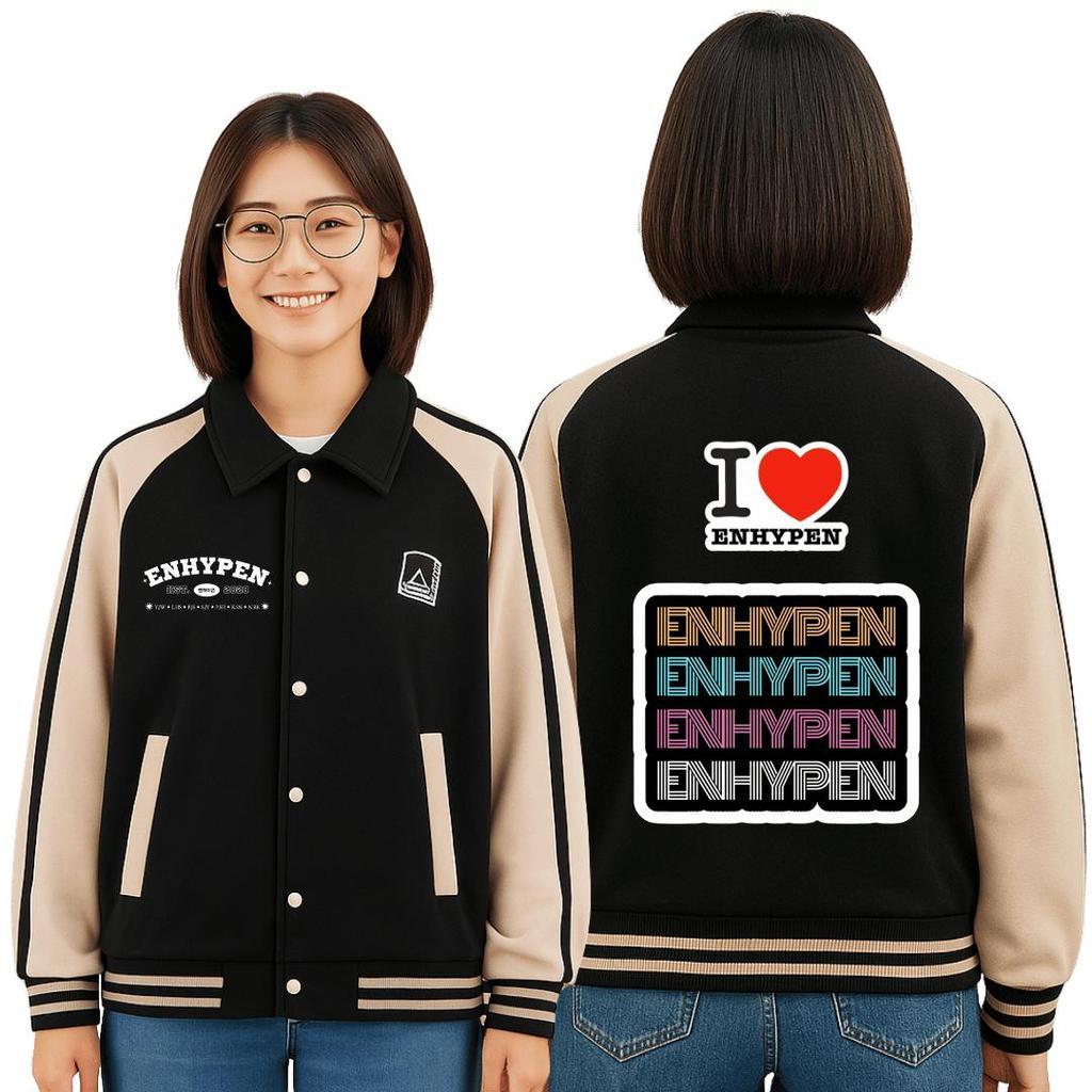 ( BISA CUSTOM ) Jaket CUSTOM  enhypen Exslusive Di Kpop addict Promo new arrival JAKET BASEBALL ENHY