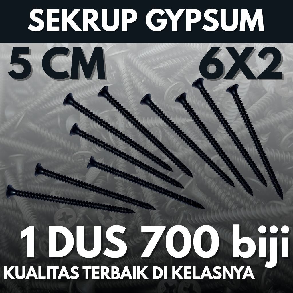 Sekrup Gypsum (5cm) 6x2 (1 dus isi 700 biji)- Skrup Galvalume / Sekrup plafon / Sekrup Galvanis / Ba