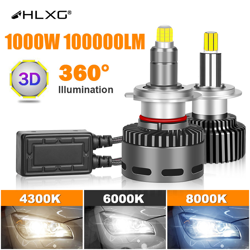 H7 LED Canbus 360 H4 H1 HB3 HB4 9012 Turbo Bi Led Projector Lens H11 9005 Car Headlight Bulbs Auto F