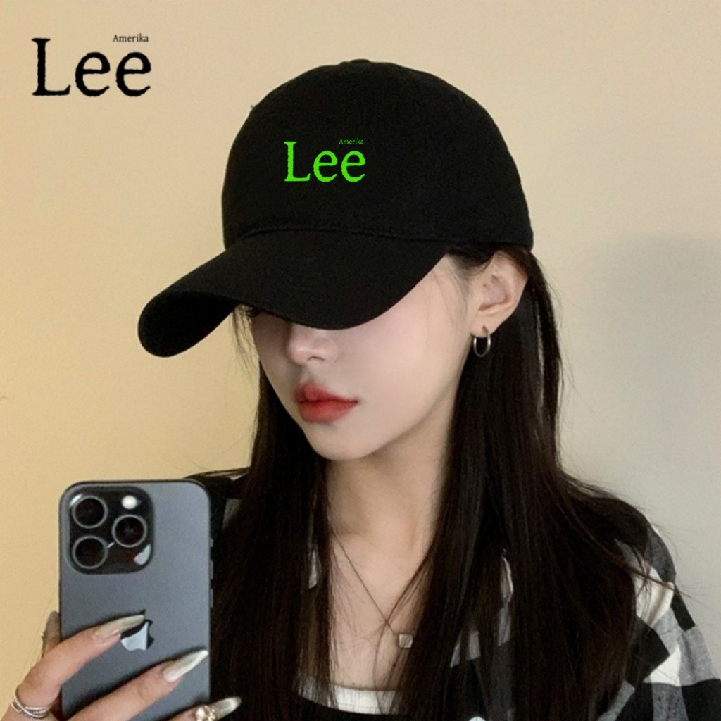 Topi Baseball Lee Hitam, Desain Logo Hijau Neon Trendy - Gaya Fashion Pilihan