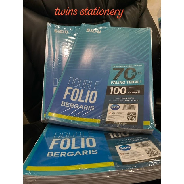 TWINS STATIONERY - Kertas Sidu Double Folio Bergaris 1 Pack isi 100 lembar