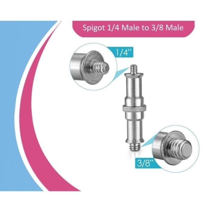 PIXLENS Spigot Stud Adapter Screw 1/4", the other end:3/8" thread - spigot