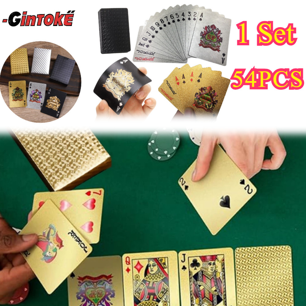 Kartu Remi Kelas Atas/Kartu Remi PVC Anti Air Poker Plastik Hitam Foil Premium 54 Lembar Tahan Lama
