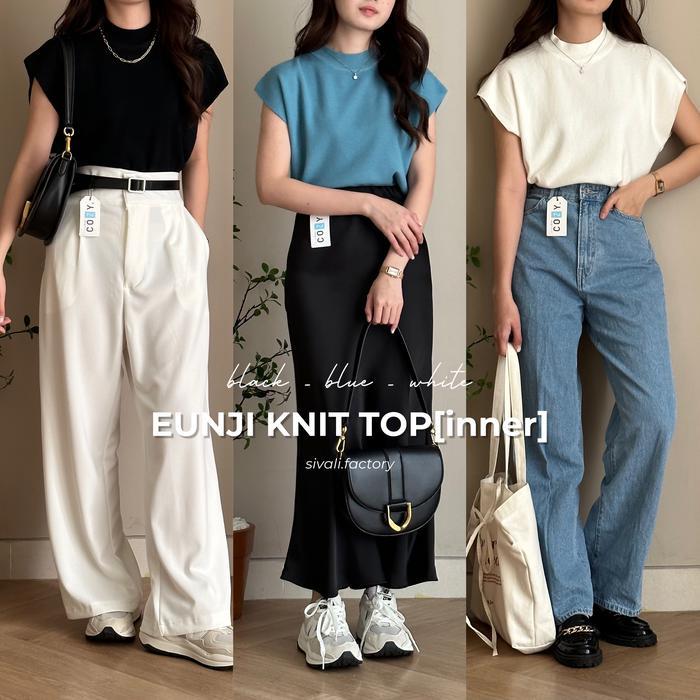promo  -SIVALI Eunji Knit Top - Baju nita Vest Turtleneck Rajut Tanpa Lengan | Inner Hijab - Atasan 