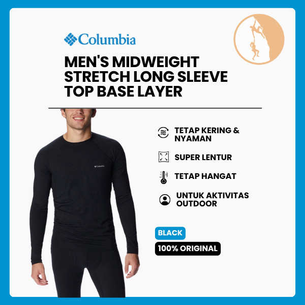 Kaos Dalam Pria Lengan Panjang Thermal - Columbia Men's Midweight Stretch Long Sleeve Top Base Layer