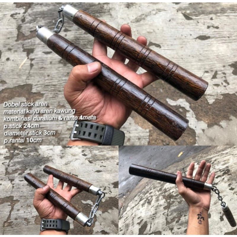 MS26 NUNCHAKU Double Stick / Dobel Stik Kayu Aren Kuat (SNI)