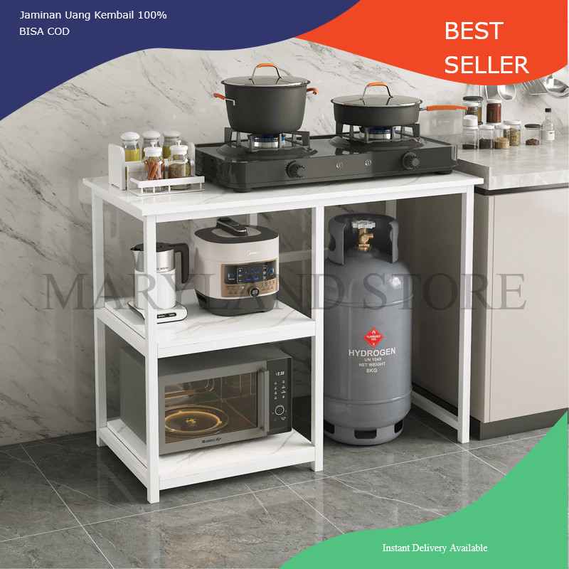 MRLN Meja Kompor Gas 2 Tungku Rak Kompor 3 Susun Keramik