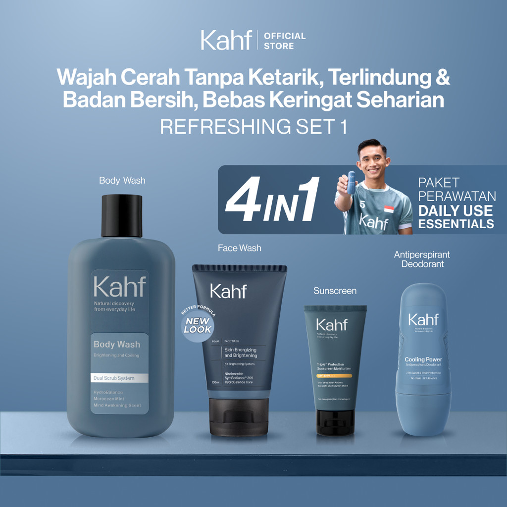 [AFFILIATOR CHOICE - KAHF BUNDLE 4IN1 PAKET PERAWATAN DAILY USE ESSENTIALS : WAJAH CERAH TANPA KETAR