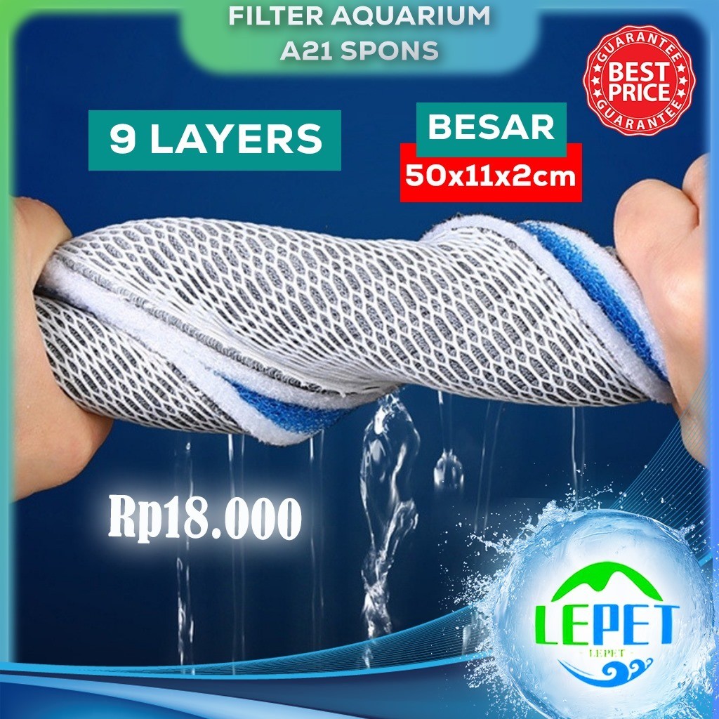 9Layers Filter Aquarium A21 Spons Tangki Ikan Ada Lem Busa Biokimia