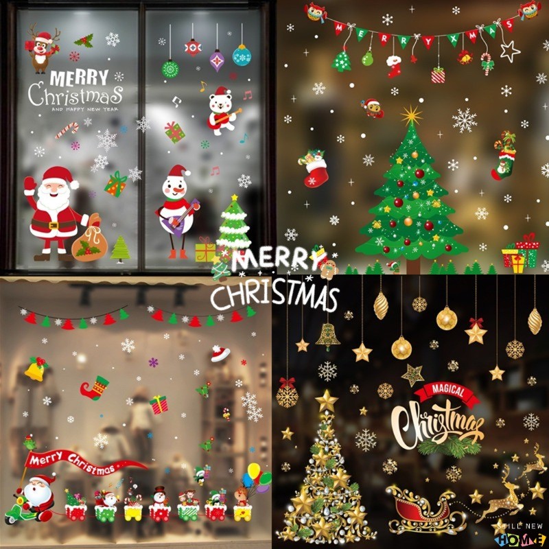 Stiker Dekorasi Natal Elektrostatik Stiker Natal Christmas Decoration Stiker Kaca Dekorasi Natal Sti