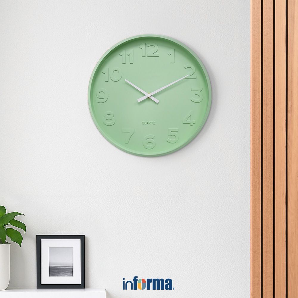 Informa 30 cm Jam Dinding 19Gr - Hijau Wall Clock Jam Tembok Aesthetic Dekorasi Rumah Hiasan Dinding
