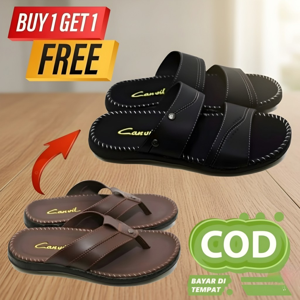 SANDAL KEREN KULIT JAPIT KASUAL ELEGANT PRIA TERBARU PROMO KEKINIAN CARVIL SELOP LOKAL DEWASA
