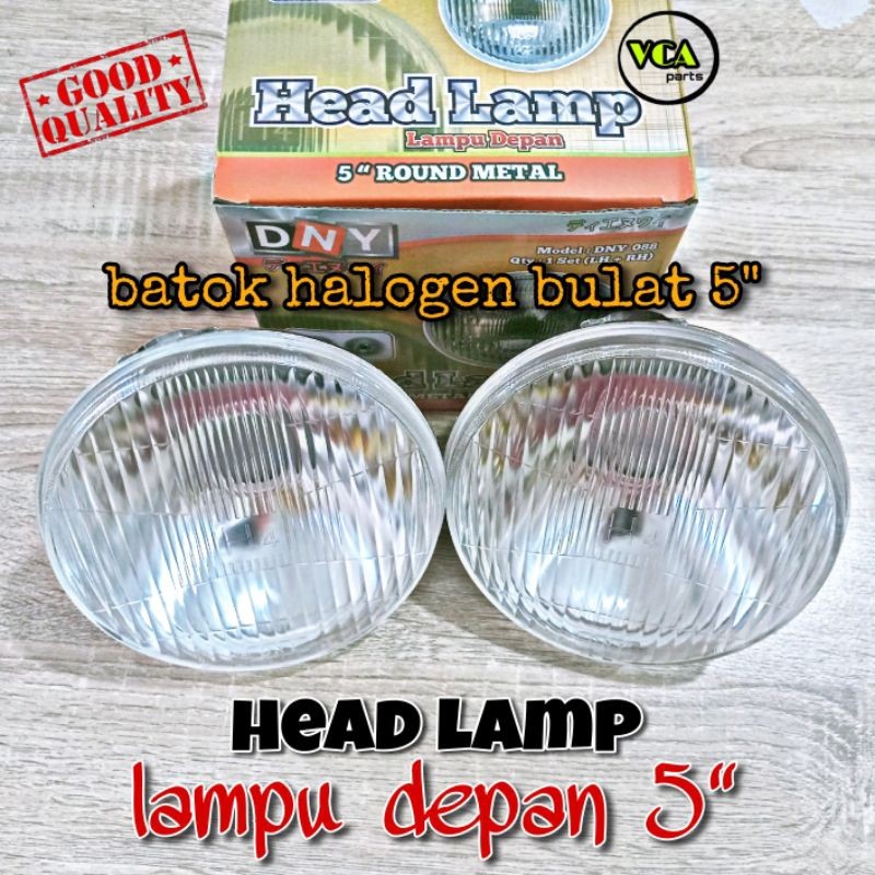 HEAD LAMP LAMPU HALOGEN H4 BULAT 5" INCH HARGA PER 1SET KANAN KIRI