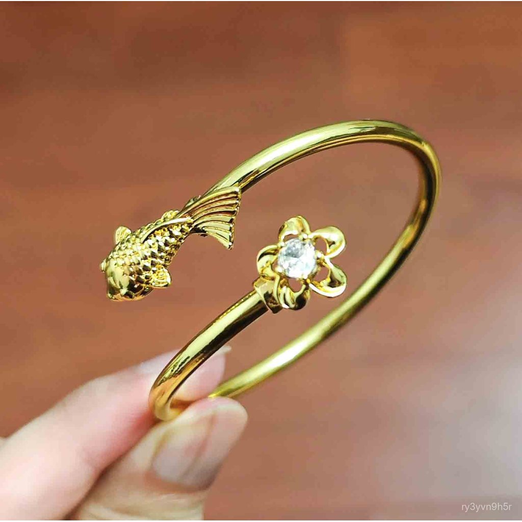 New Fashion Women Unique Small Elegant Copper Silver-Plated Goldfish Bracelet Zirconia Red Eye Pisce