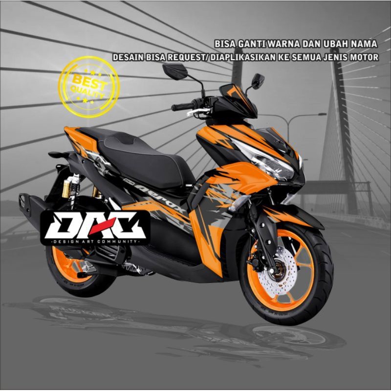 Sticker Decal full body grafis simple  yamaha aerox oranye abu-abu