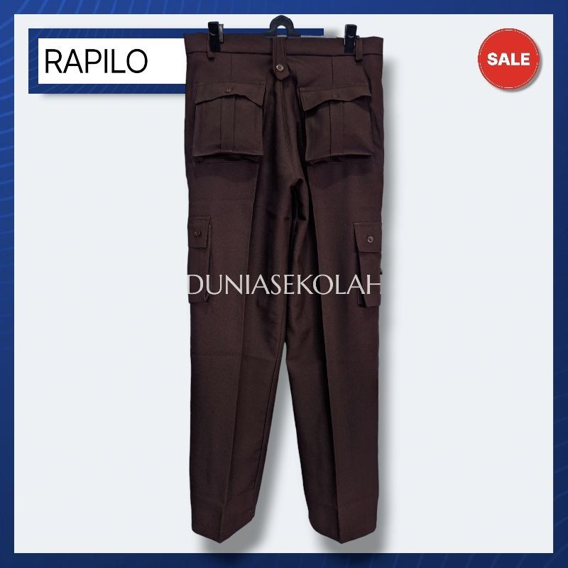 MIFTAH COLLECTION Celana Pramuka Kantong Saku 6 PDL Lapangan Coklat Tua Hitam SMP SMA Guru Pembina B