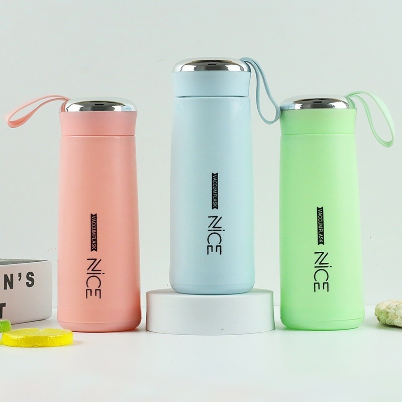 Botol Minum NICE GELAS KACA Vacuum Flask 400mili BPA FREE / Vacuum Flask Nice Tumbler GWB02