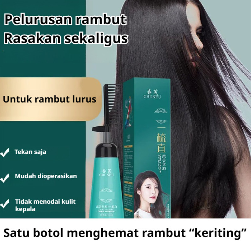 Instant Lurus Tanpa Catok Chunfu Hair Straightening Cream - Pelurus Rambut Permanen/Soft & Smooth Ha