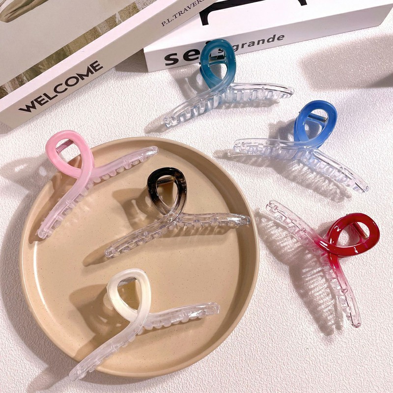 COD Aksesori Rambut Mewah Jepitan Rambut Silang Gradien Jepitan Hiu Besar-Ls