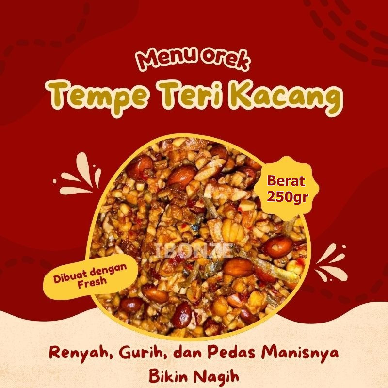 Tempe Orek Pedas Manis 250gr – Lauk Kering Tempe Kacang Teri Fresh, Gurih & Renyah Homemade