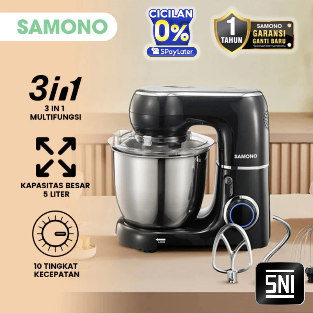 SAMONO Stand Mixer 5 Liter Mixer Roti & Adonan Kue 10 Kecepatan Bowl Stainless 550-1000W SW-KM550 10