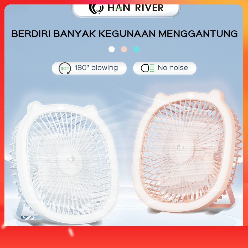 HAN RIVER Kipas Angin Portable With Lampu LED Kipas Angin Mini