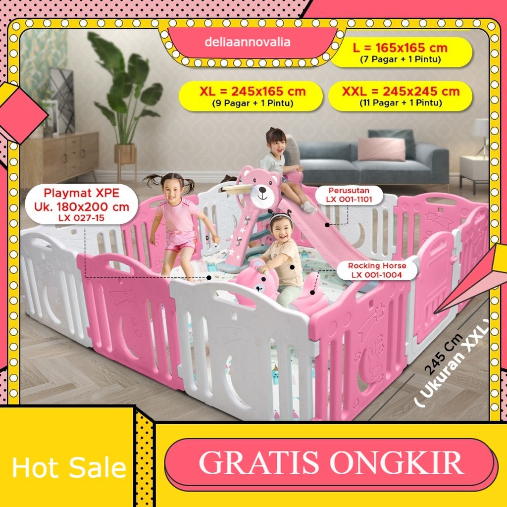 MOLION Pagar Anak Pagar Bayi Pagar Mainan Set Pagar Playpen Bayi Prosotan Kuda Kudaan Baby Fence 001