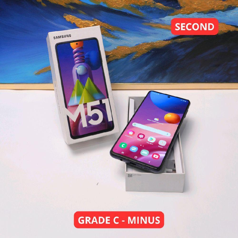 SAMSUNG M51 8/128 GB GRADE C - MINUS HP SECOND ORIGINAL SINAR MUTIARA CELL (68123)