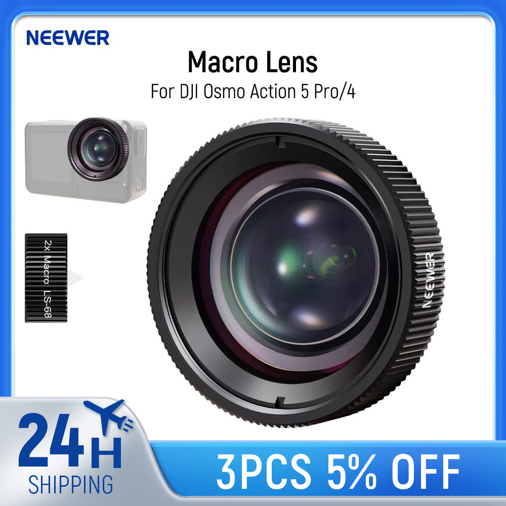 NEEWER Macro Lens Compatible with DJI Osmo Action 5 Pro/4 Action Camera, 2X Magnification, Close Up 