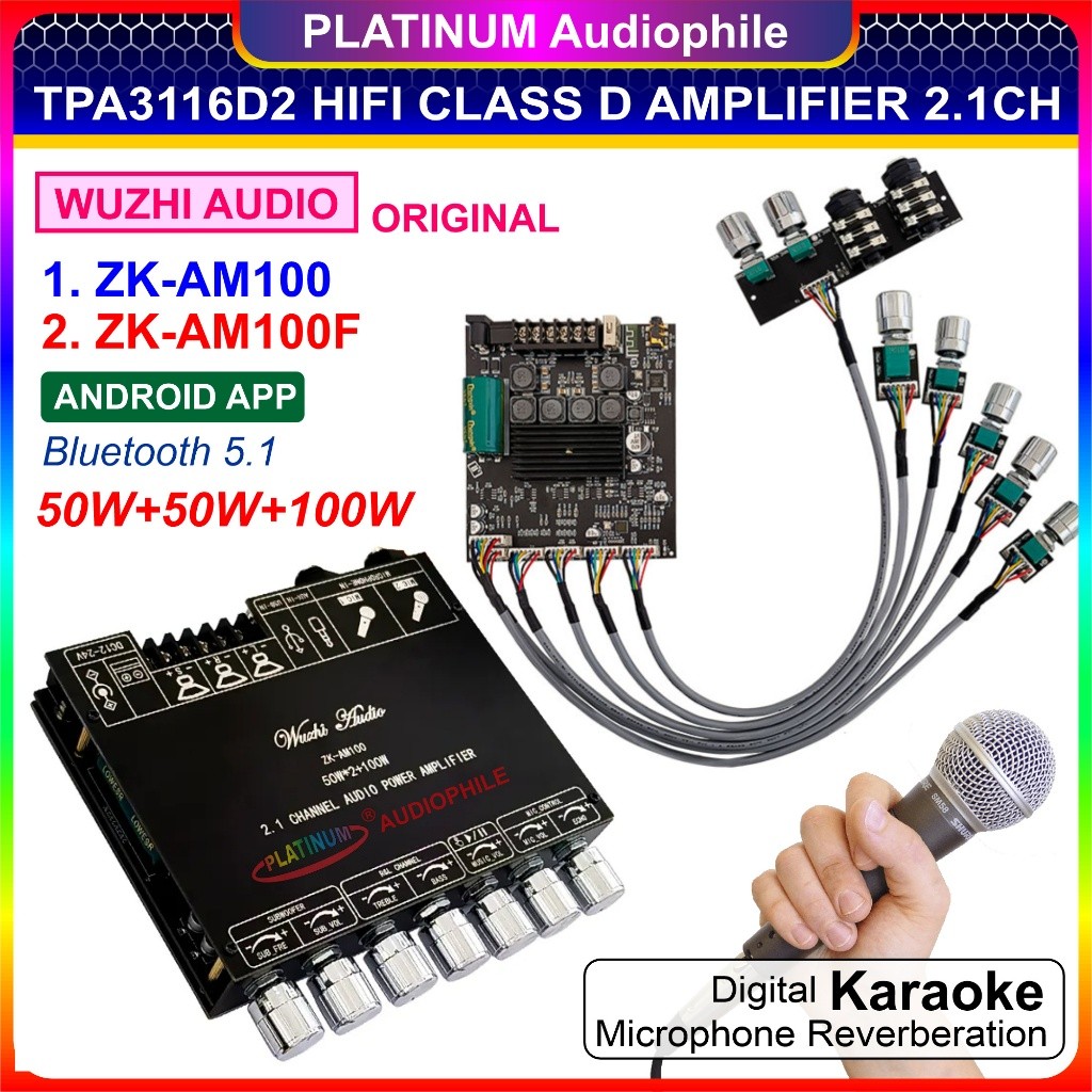 TPA3116 Amplifier Karaoke Echo Microphone Bluetooth TWS 2.1 CH Original ZK-AM100 AM100F
