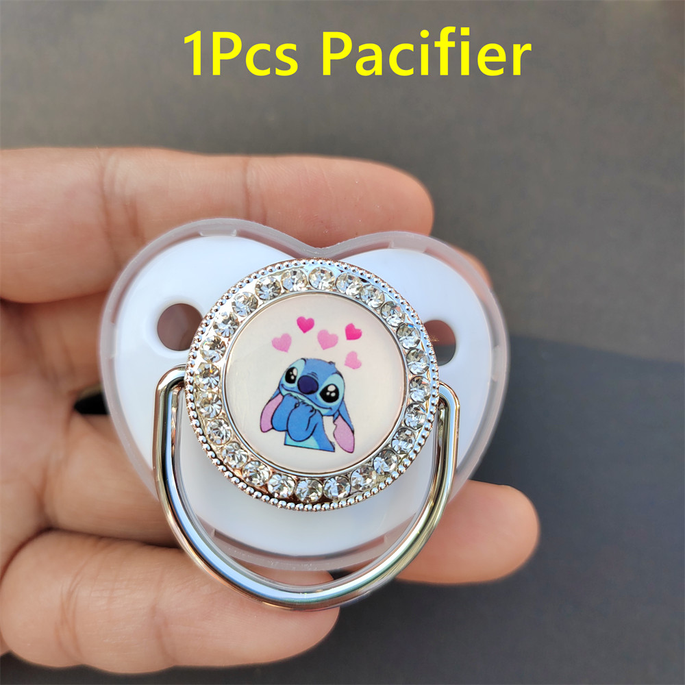 White Silver Bling Silicone Soft Dummy Soother for Babies 0-18m Cinderella Stit Donald Duck Winnie P