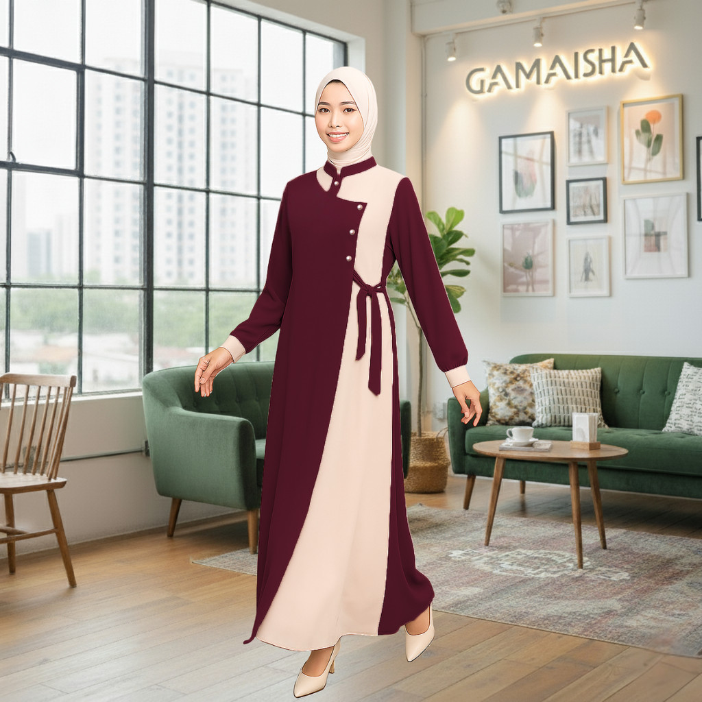 Dress Couple Ibu dan Anak Perempuan 2026 Sabrina Anti UV Gamis Abaya Couple Ibu Anak Kombinasi