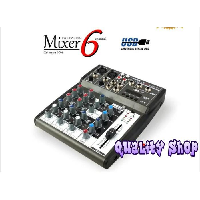 Mixer 6 Channel Crimson Usb Equalizer effect vocal FX6