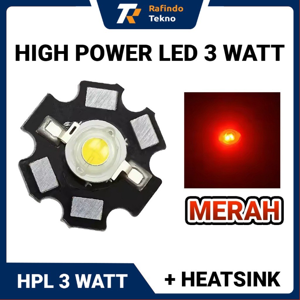 HPL 3 Watt | High Power LED 3 Watt Include Heatsink Bintang -  Warna Merah