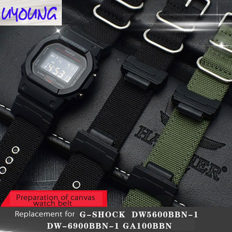Classic black canvas wat FOR cso G-SHOCK DW-5600 DW6900 DW5035 Wat strap band 16mm