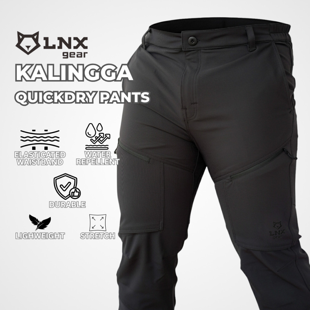 (Skyvon) LNX Gear Celana Panjang Pria Wanita Unisex Outdoor Gunung Quickdry Kalingga Series Hitam