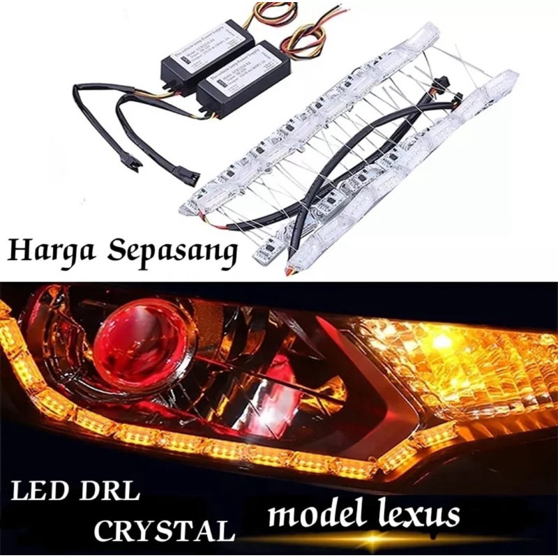lampu Led Cristal alis 60cm kristal DRL sen running 60cm 12v mobil motor