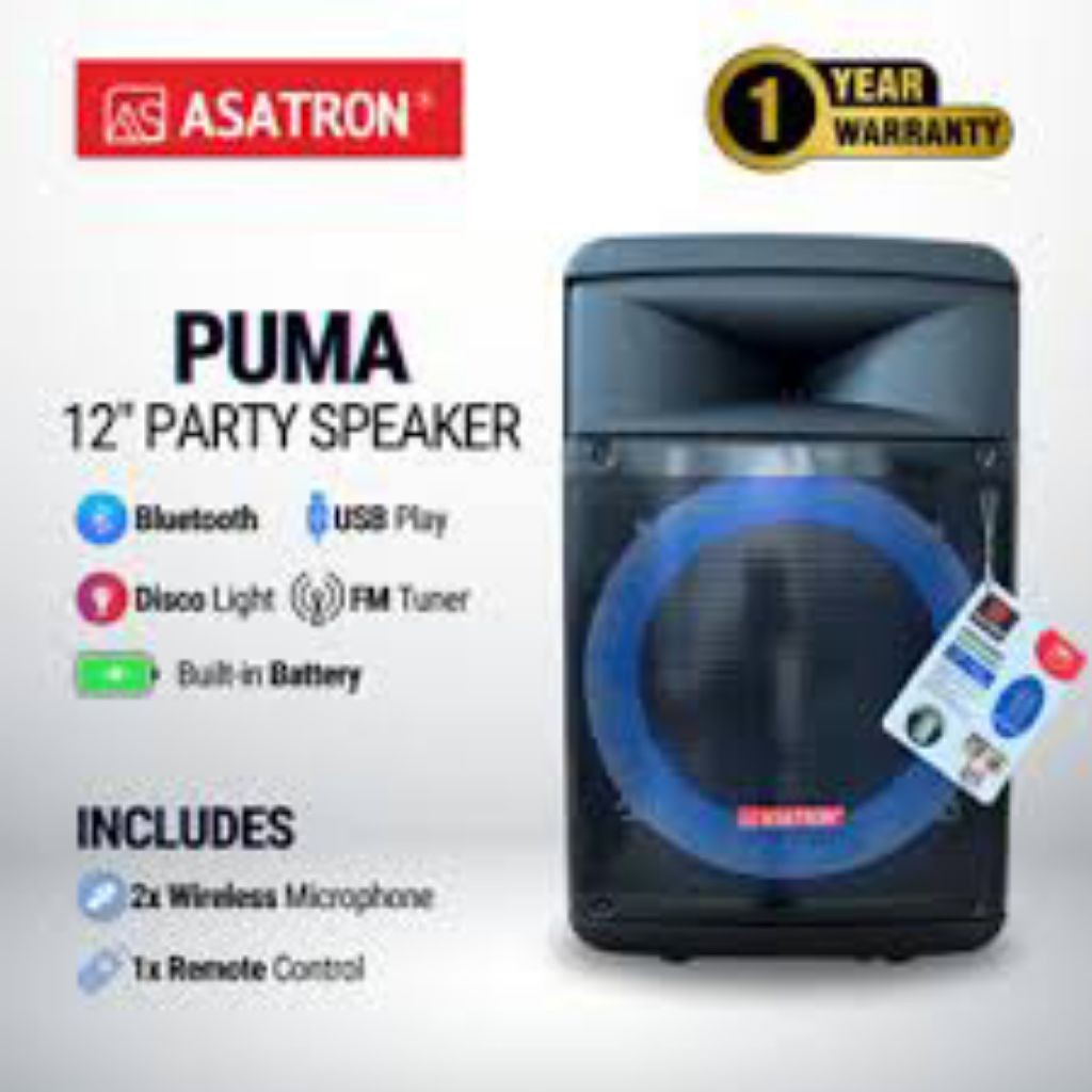 SPEAKER PORTABLE BLUETOOTH ASATRON 12"  PUMA