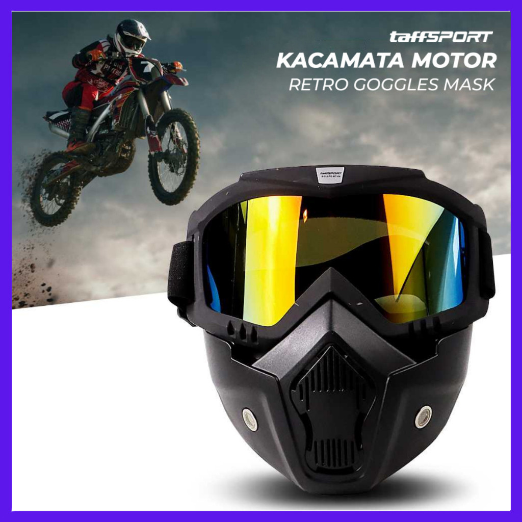 Piongpiaa-Kacamata Goggles / Kacamata Helm Bogo - Mask Motor Retro Windproof Goggles-COD