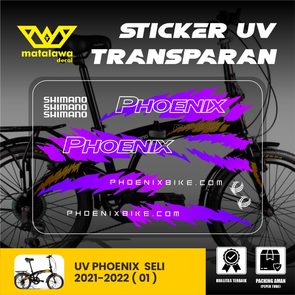 PHOENIX PREMIUM Stiker Sticker Decal PHOENIX UV TRANSPARAN Stiker Sepeda Lipat 20 Kalcer SET 04